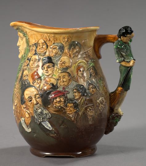 Appraisal: Large Royal Doulton Pottery Dickens Jug featuring multiple bas-relief portraits