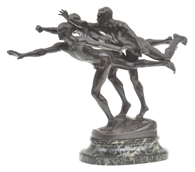 Appraisal: ALFRED BOUCHER FRENCH - AU BUT CIRCA patinated bronze figure