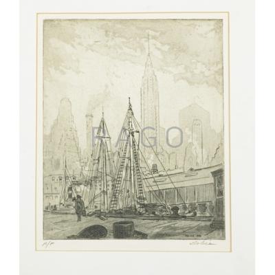 Appraisal: LEON LOUIS DOLICE American - Three framed etchings aquatints of