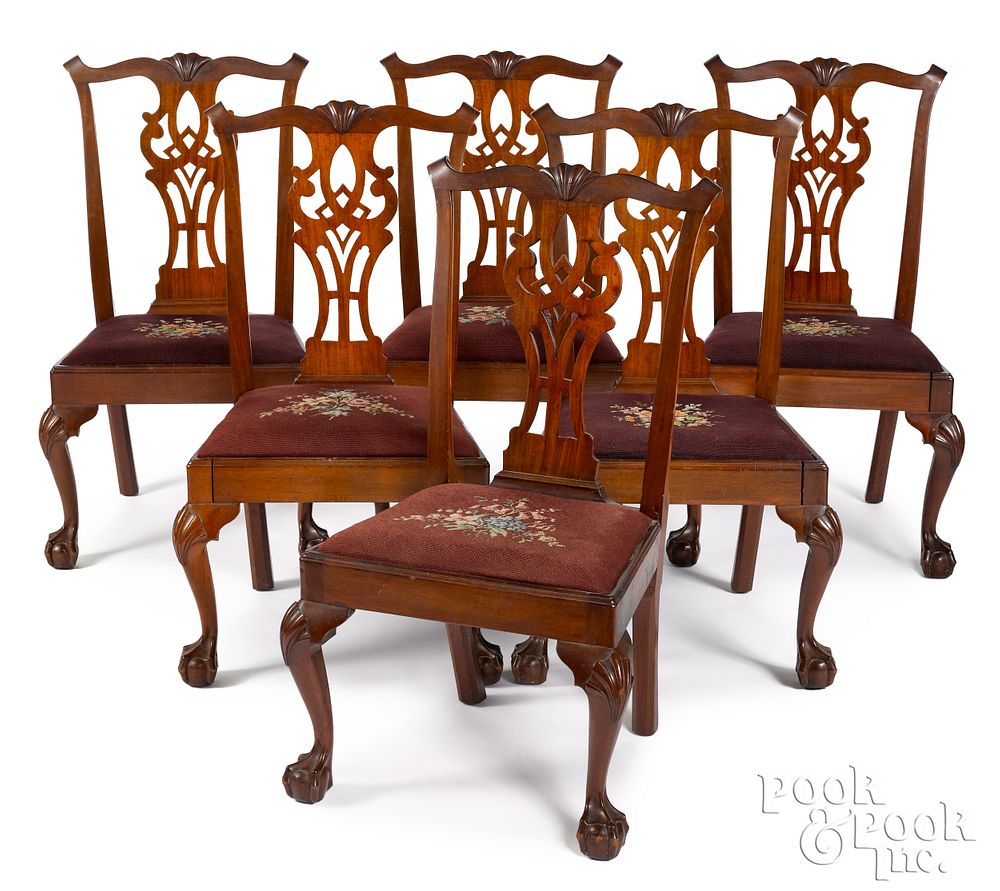 Appraisal: Set of six Chippendale mahogany dining chairs Set of six