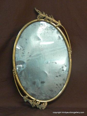 Appraisal: Art Deco Brass Plated Bubble Glass Portrait Frame - oval