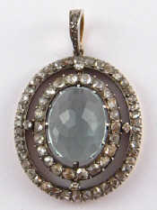 Appraisal: An antique carat gold aquamarine and rose cut diamond pendant