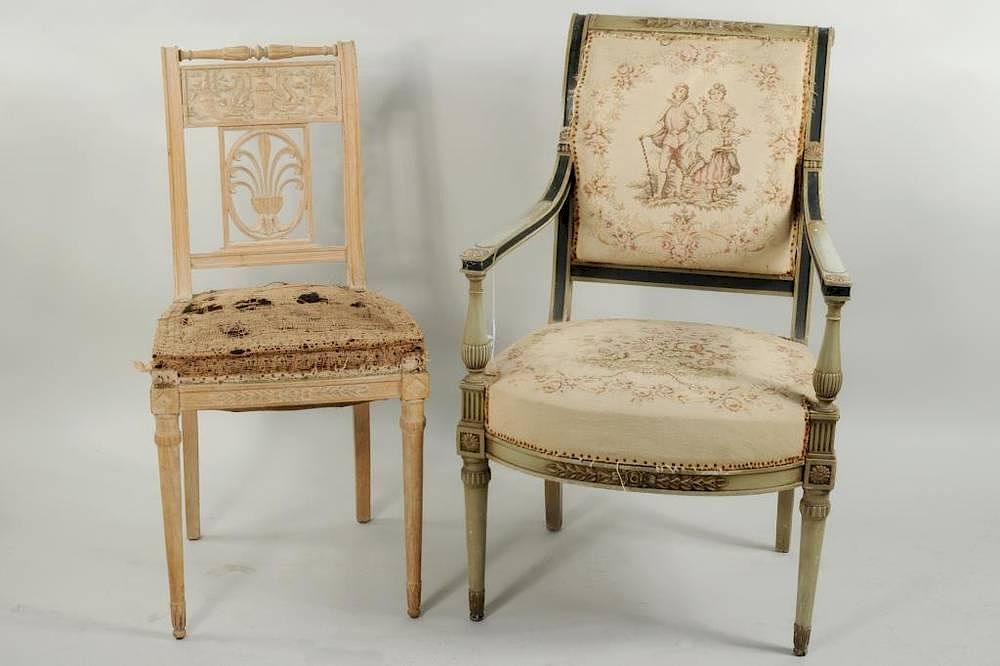 Appraisal: Two French Directoire Chairs Two French Directoire chairs comprising an