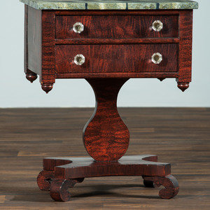 Appraisal: A Classical Grain Painted Mahogany Two-Drawer Stand Circa s Height