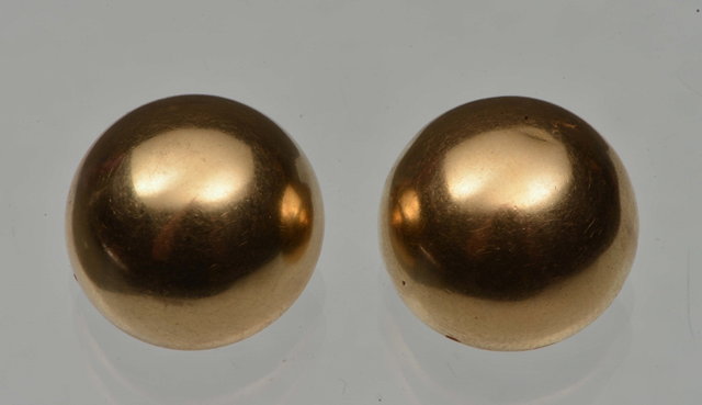 Appraisal: A PAIR OF PLAIN DOME EAR CLIPS in ct gold