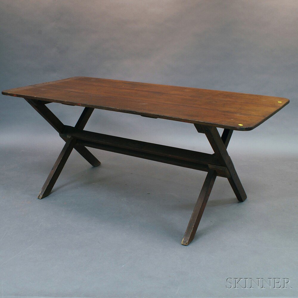 Appraisal: Country Pine Sawbuck Table th th century ht wd dp