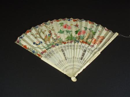 Appraisal: Two th century Chinese ivory fans comprising a fan with