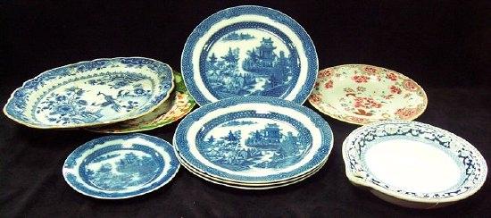 Appraisal: Four Turner blue and white plates and sundry china