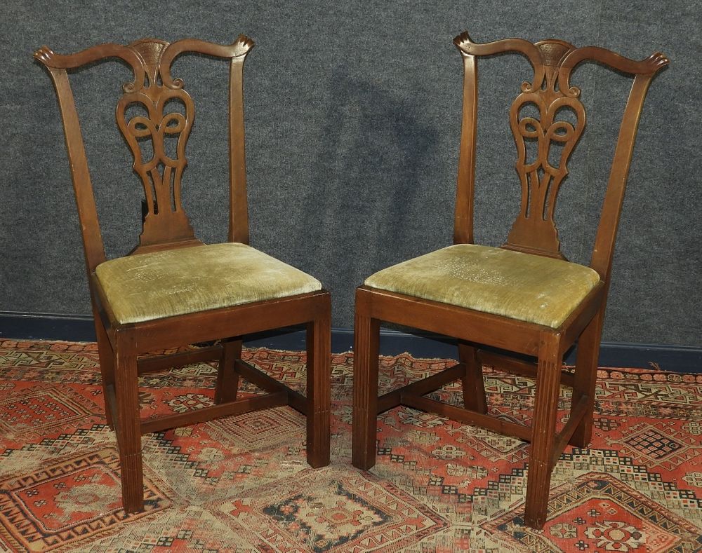 Appraisal: PR Centennial Rhode Island Chippendale Side Chairs Rhode Island Circa