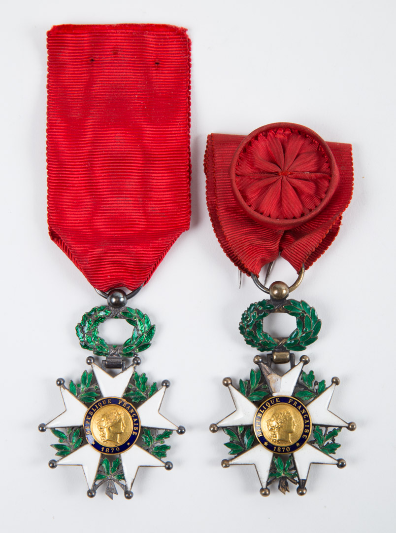 Appraisal: Two French Legion of Honor medals with enamel decoration