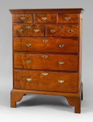 Appraisal: Pennsylvania Chippendale figured walnut tall chest highly figured walnut with