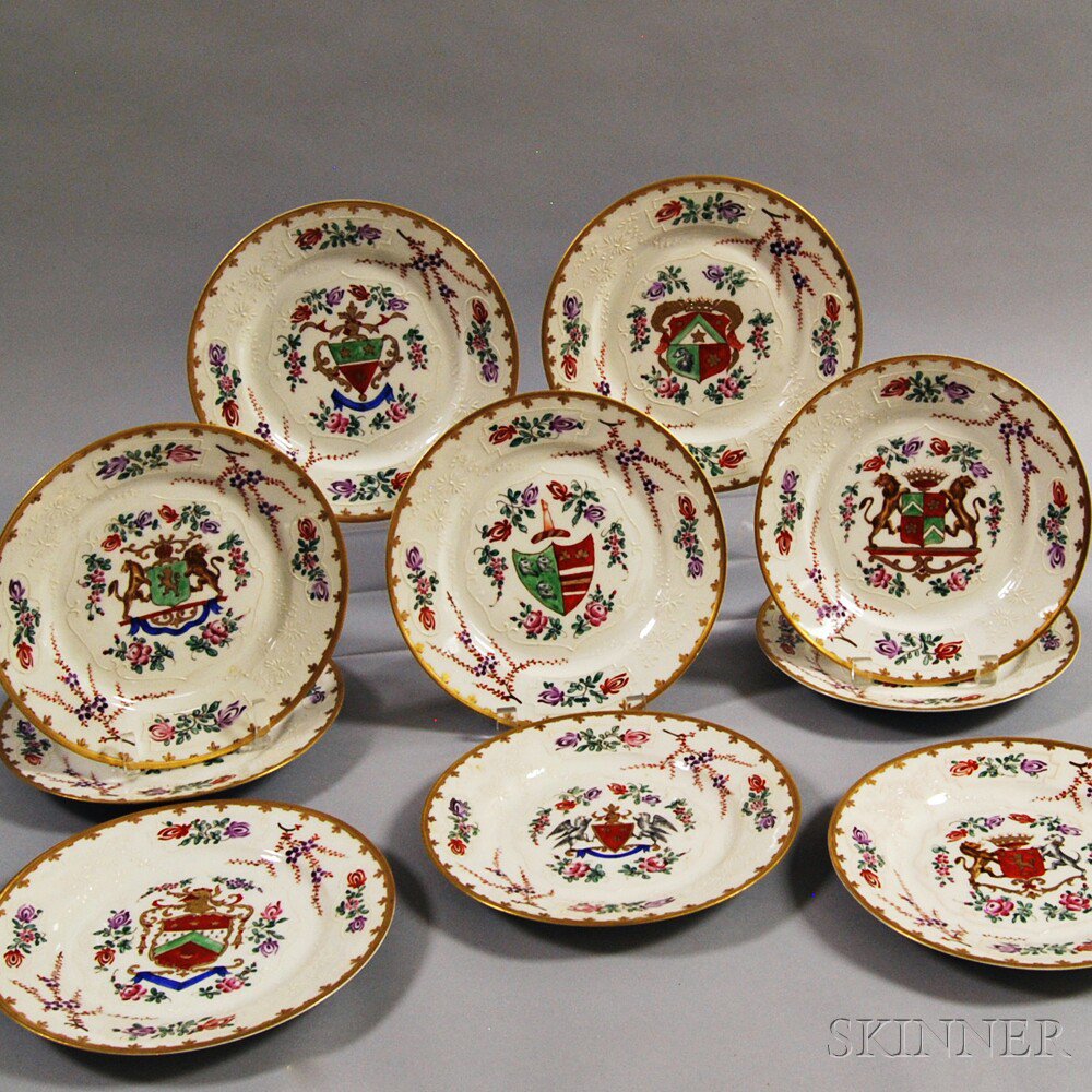 Appraisal: Set of Ten Samson Porcelain Armorial Plates each with enameled