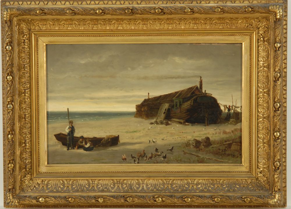 Appraisal: GEORGE FISHER DANIELSAmerican - Figures on a beach with shipwreck