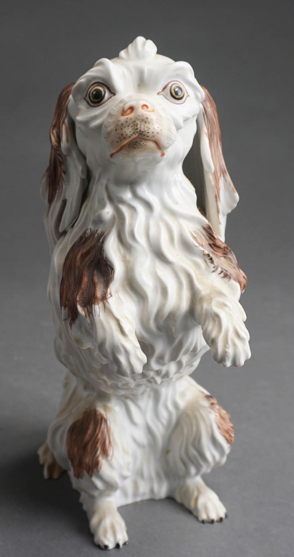 Appraisal: DRESDEN PORCELAIN FIGURE OF SPANIEL H IN CM Dresden Porcelain