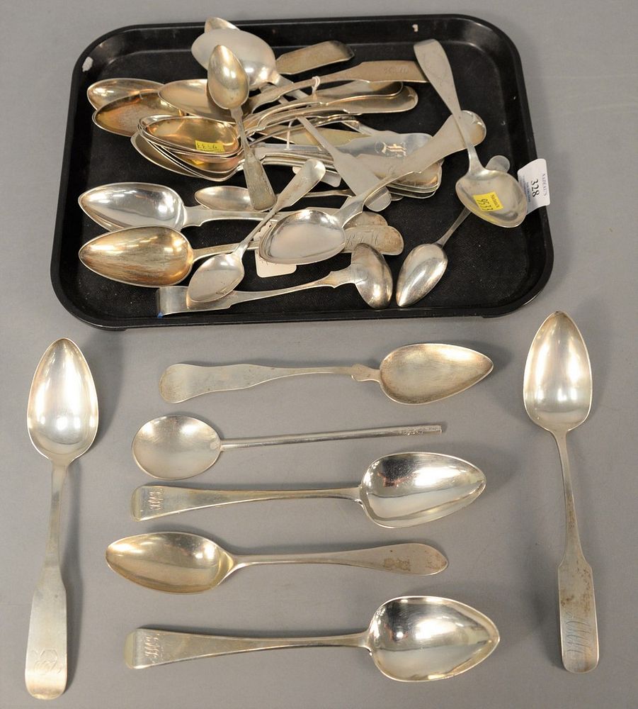 Appraisal: Twenty-nine piece lot coin silver spoons including Robert Monteith American