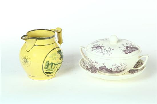 Appraisal: TWO CERAMIC ITEMS England mid th century ''Wedgwood'' creamware covered