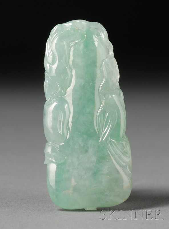 Appraisal: Jade Pendant highly translucent sea green color carving of melon