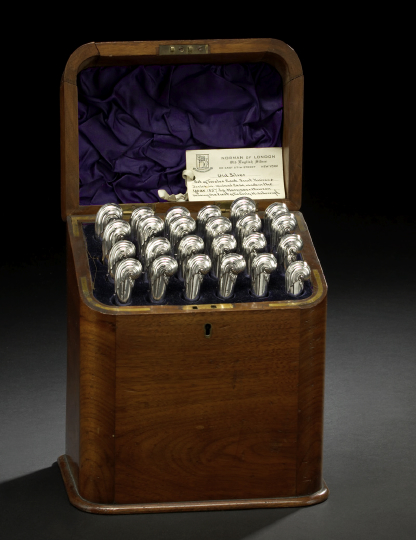 Appraisal: Good Victorian Boxed Twenty-Four-Piece Sterling Silver Fruit Service hallmarked Sheffield