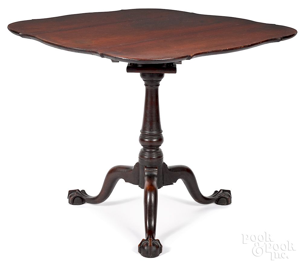 Appraisal: Connecticut Chippendale cherry tea table Exclusive on Bidsquare Connecticut Chippendale