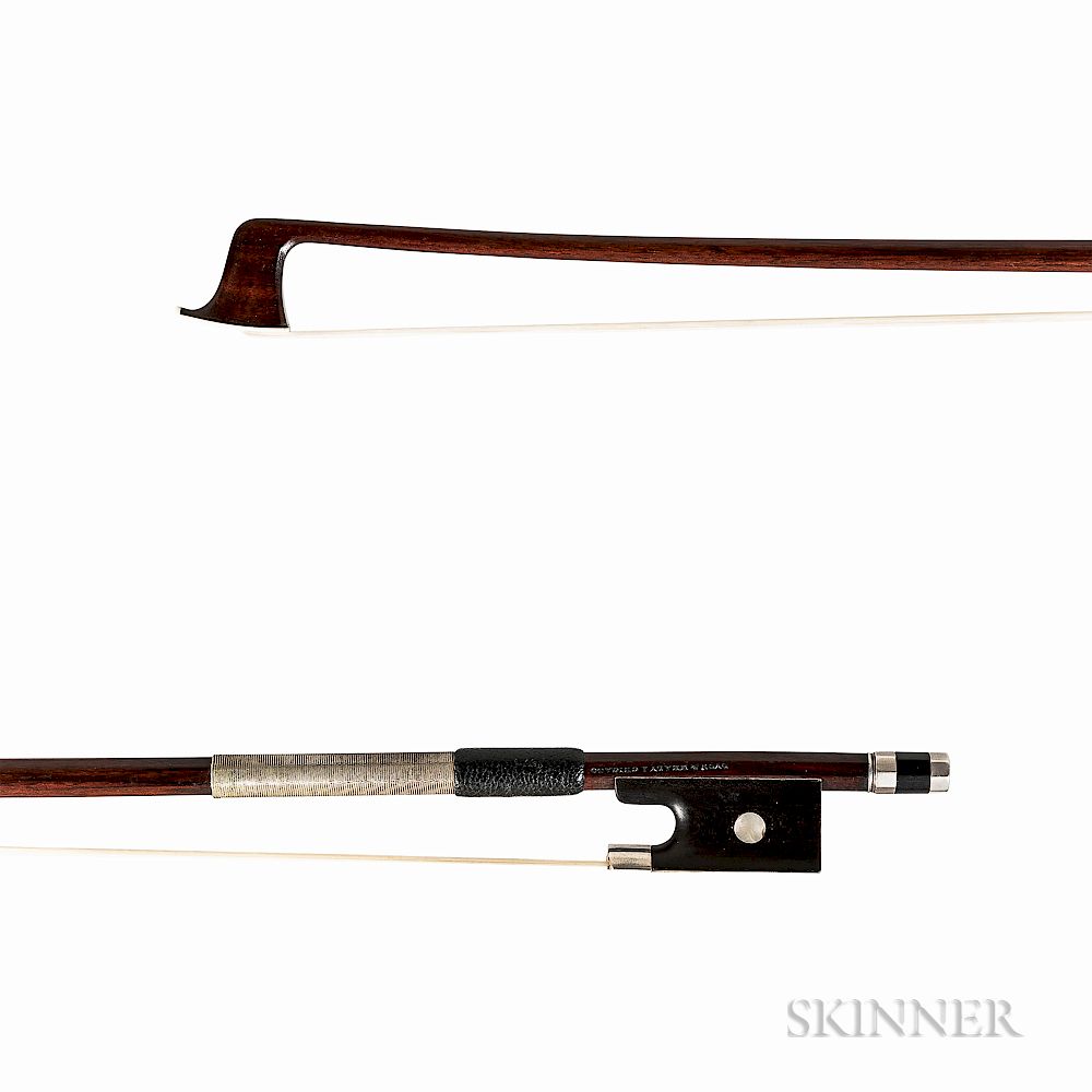 Appraisal: French Silver-mounted Three-quarter Size Violin Bow Charles Nicolas Bazin French