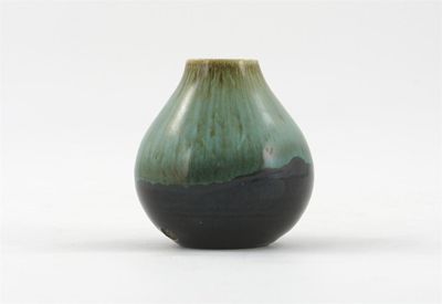 Appraisal: A small Helen Wickham green and brown vase impressed stamp