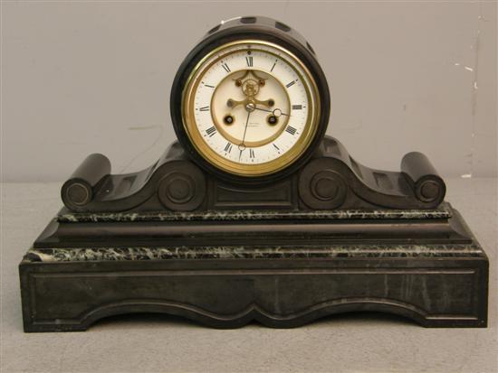 Appraisal: Early th century polished slate mantel clock by J J