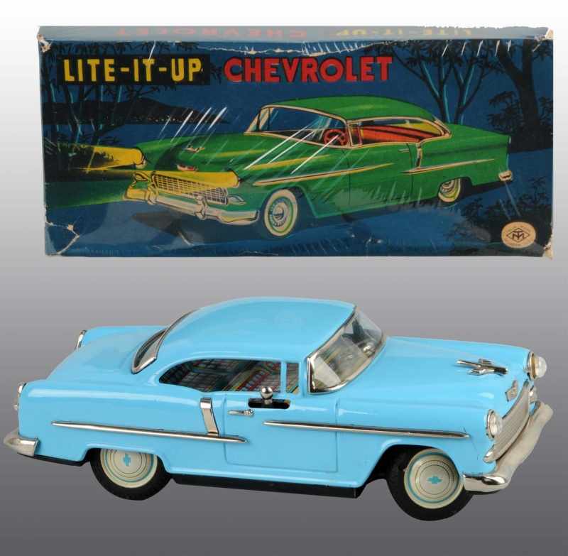 Appraisal: Tin Litho Chevy Sedan Battery-Operated Toy Description Japanese Working Made