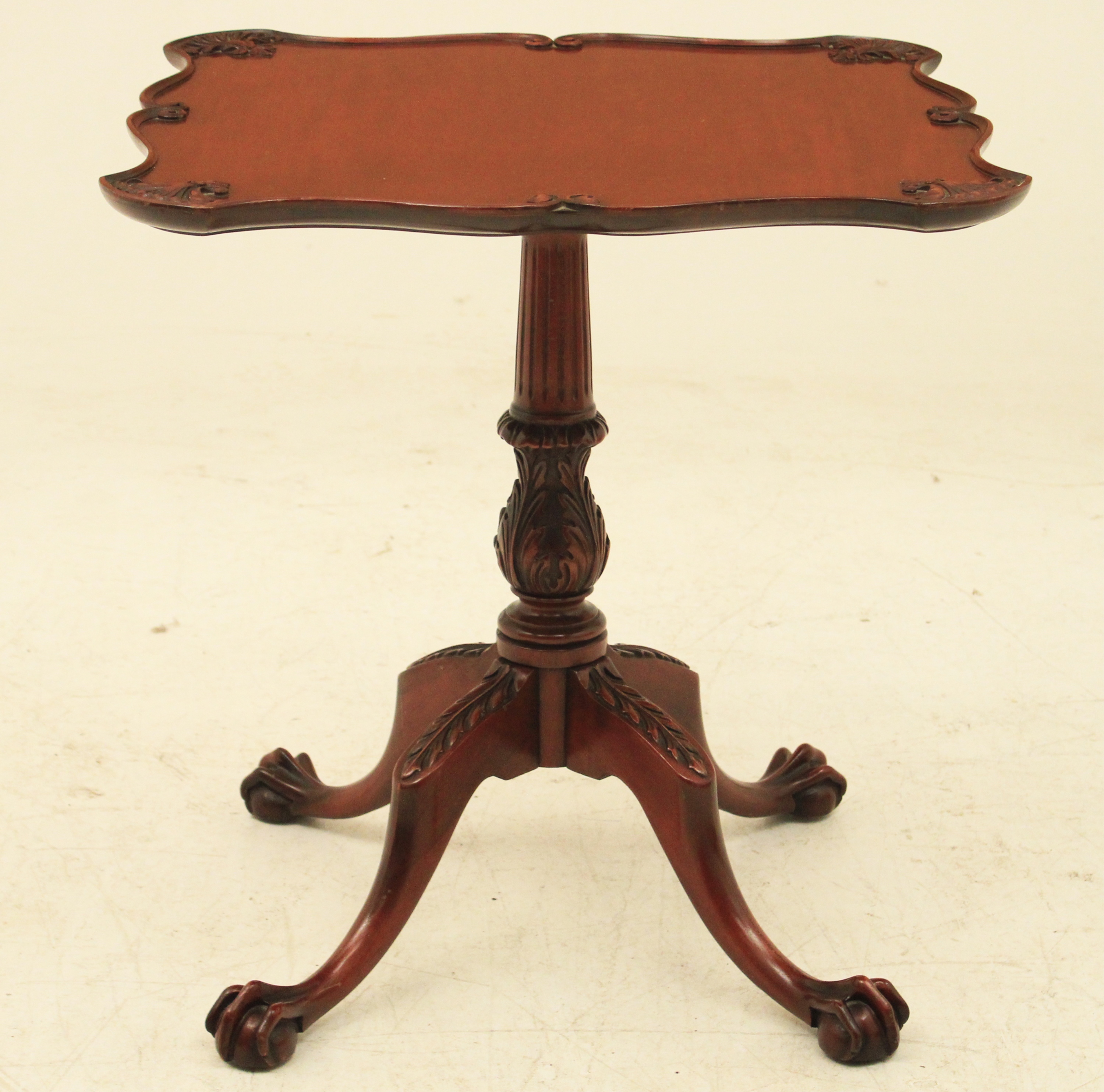 Appraisal: CHIPPENDALE STYLE MAHOGANY TRAY TOP TEA TABLE Chippendale style mahogany