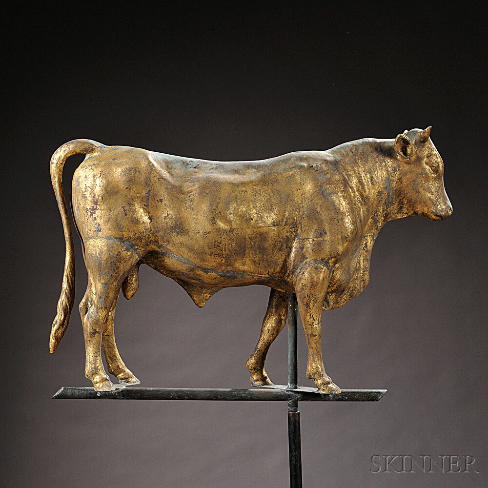 Appraisal: Gilt Molded Copper and Cast Zinc Bull Weathervane America late