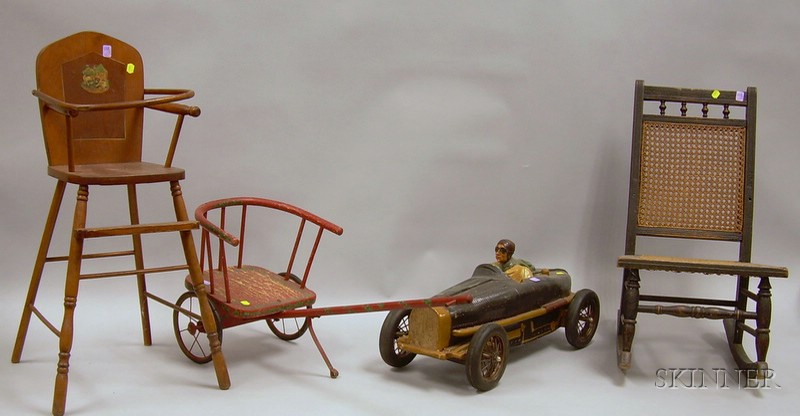 Appraisal: Three Children's Items and a Painted Composition Model Automobile high