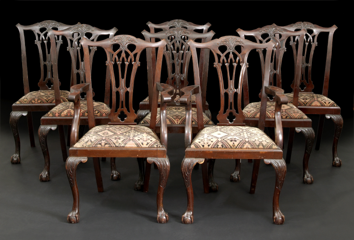 Appraisal: Suite of Eight George III-Style Mahogany Dining Chairs third quarter