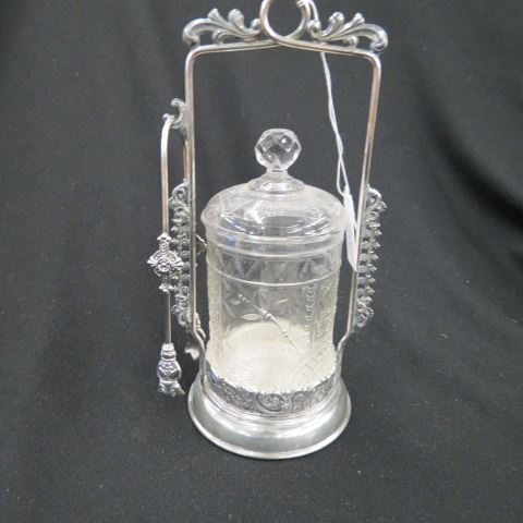 Appraisal: Victorian Silverplate Pickle Castor fine pattern glass insert with bamboo