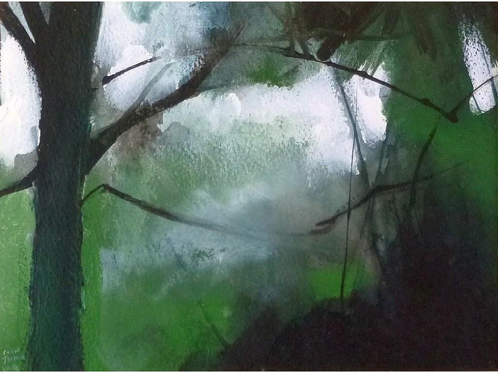 Appraisal: COLIN JELLICOE b ACRYLIC ON PAPER 'Stenner Trees and Trail