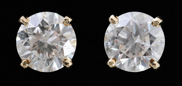 Appraisal: Diamond Stud Earrings each set with round brilliant-cut diamond total