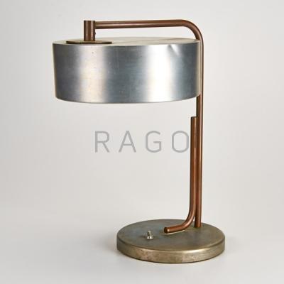 Appraisal: KURT VERSON Attr Copper and aluminum table lamp Unmarked x