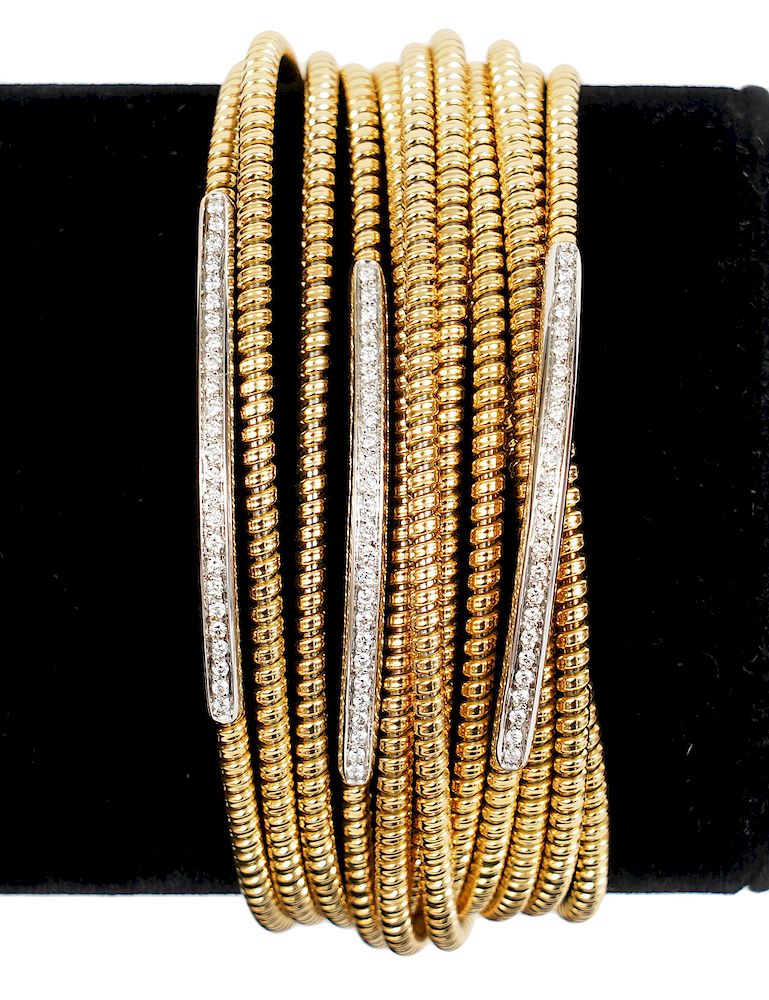 Appraisal: Diamond k Strand Flexible Rope Bracelet Diamond and K yellow