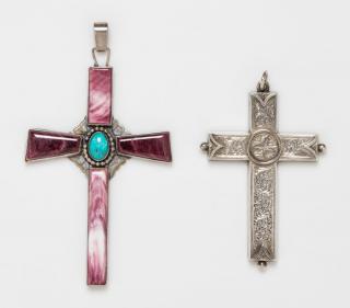 Appraisal: A Collection of Silver and Gemstone Cross Pendants dwts A