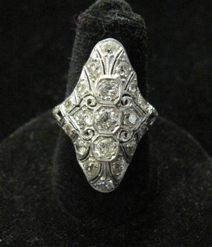 Appraisal: Platinum and diamond ringart deco