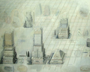 Appraisal: Ian Howard b - The Tower pencil and acrylic on