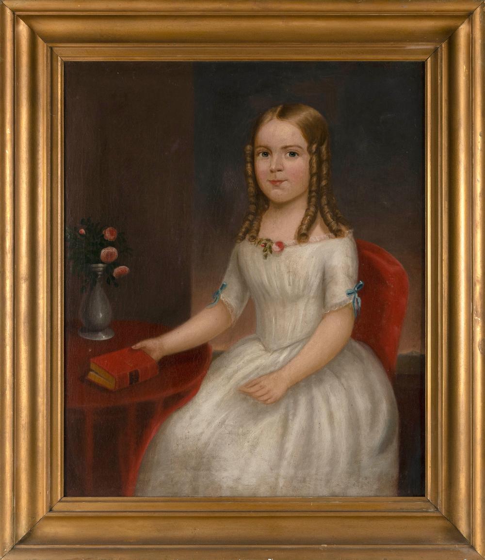 Appraisal: AMERICAN SCHOOL TH CENTURY PORTRAIT OF A YOUNG GIRL IN