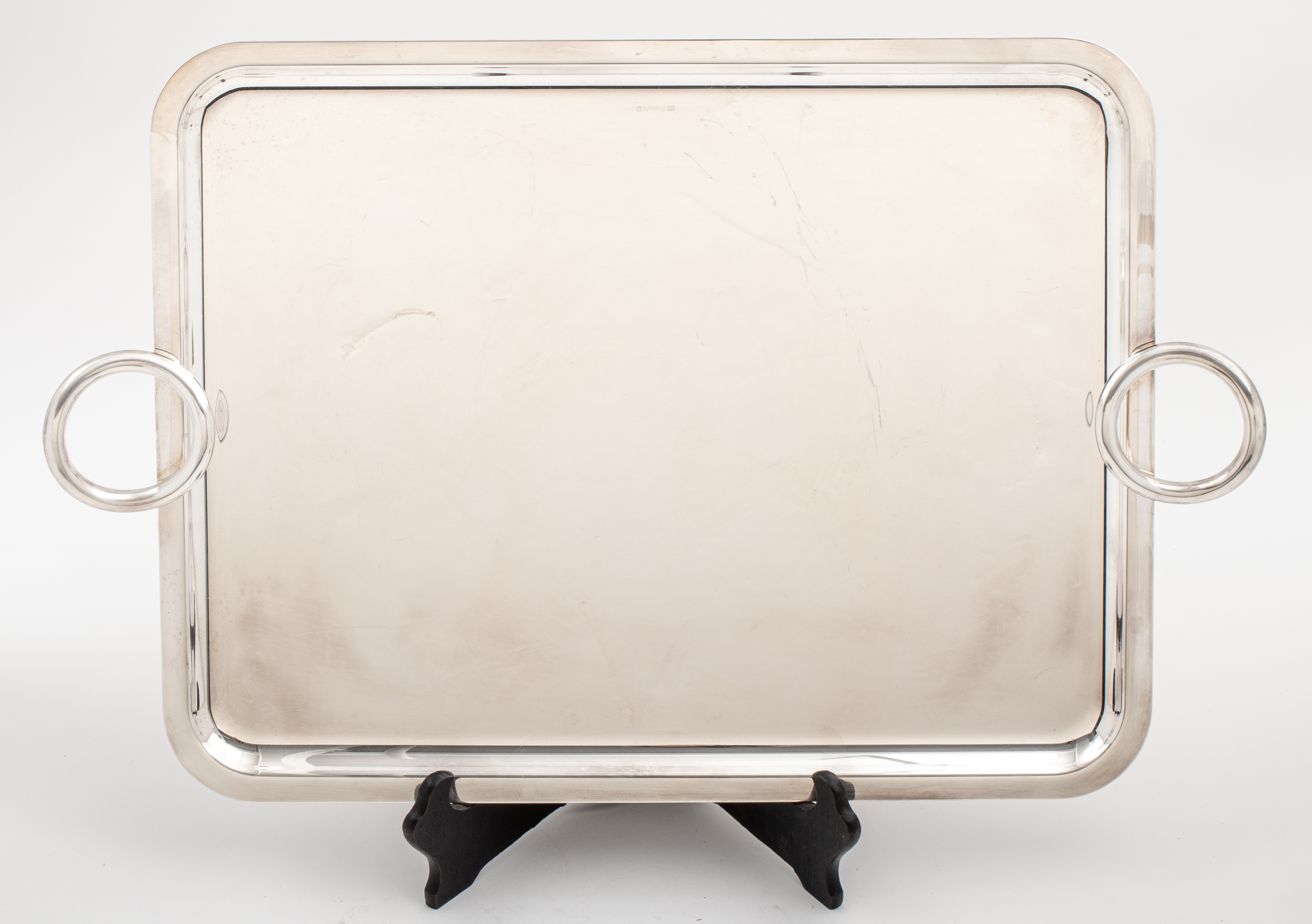 Appraisal: CHRISTOFLE FRENCH SILVERPLATE RECTANGULAR TRAY A French silverplate large sleek