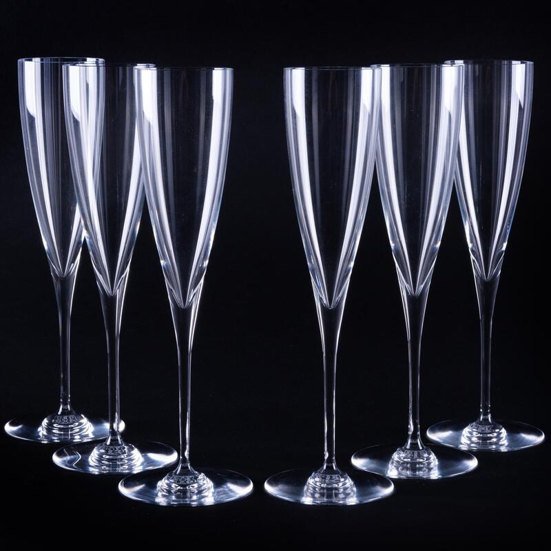 Appraisal: Set of Six Baccarat Champagne Flutes Acid stamp x in