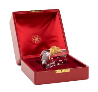 Appraisal: A STEUBEN KARAT GOLD MOUSE AND GLASS CHEESE A STEUBEN