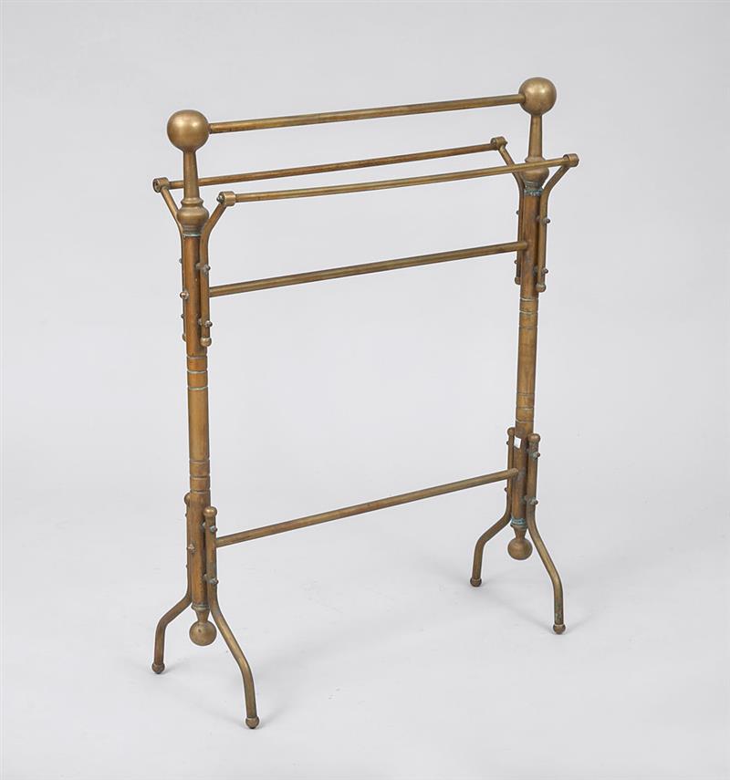 Appraisal: Edwardian Brass Three-Bar Quilt Rack x x in From the