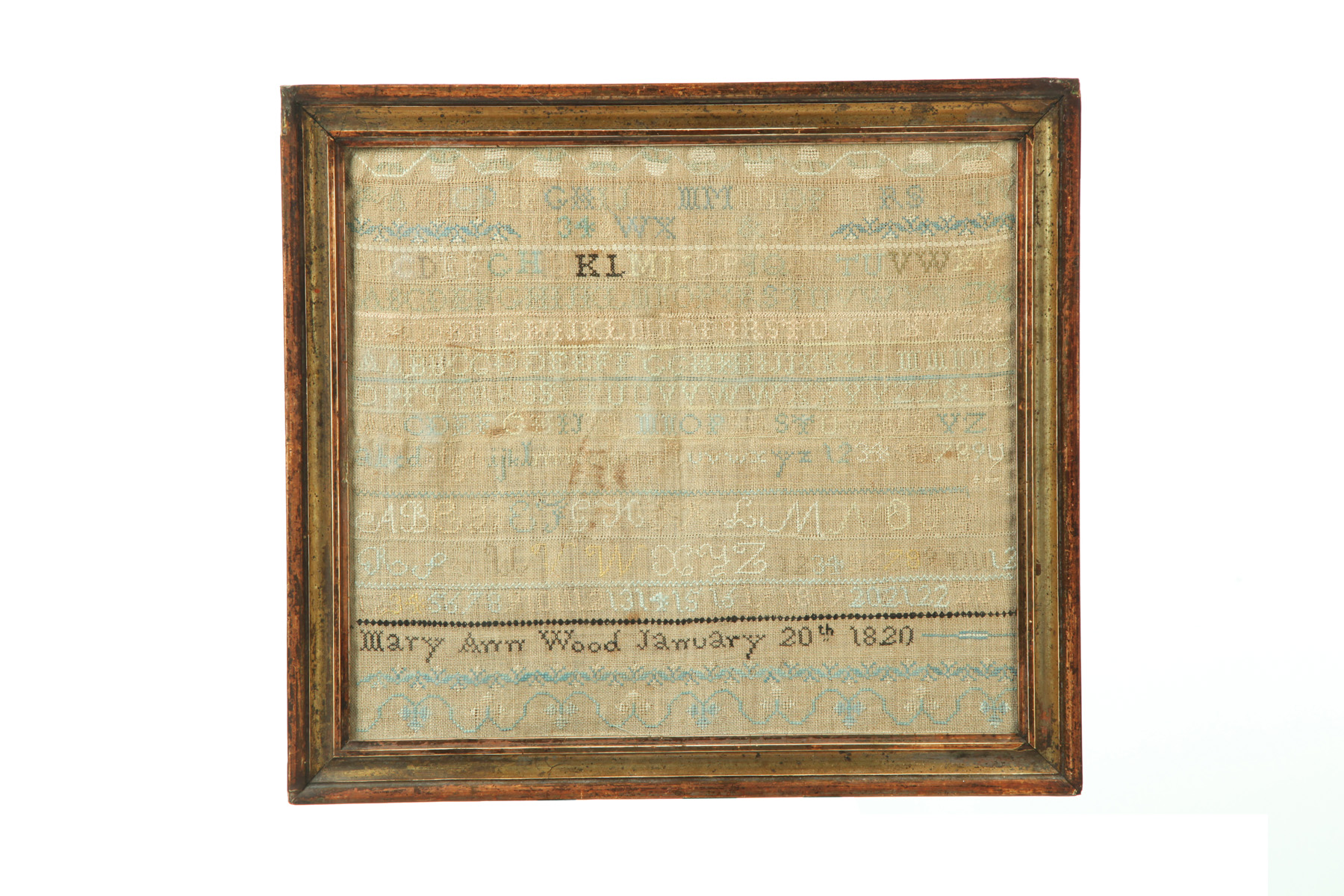 Appraisal: SAMPLER Attributed to New England Rows of alphabets and Mary