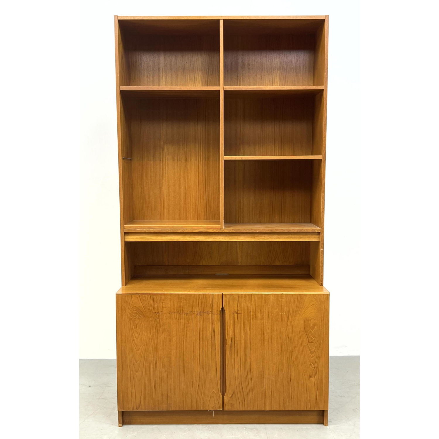 Appraisal: Tall Danish Modern Teak Bookcase Cabinet Unit Open shelves above