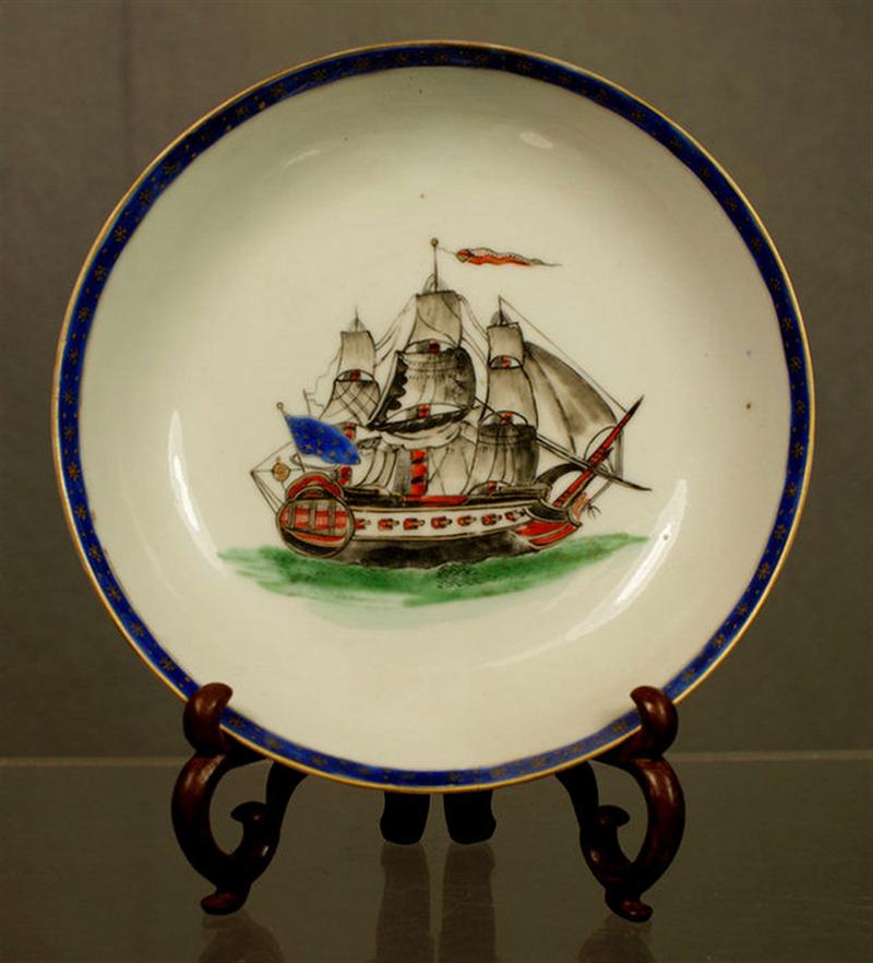 Appraisal: Chinese Export porcelain shallow bowl with polychrome enameled sailing ship