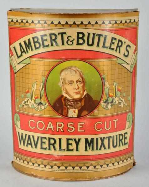 Appraisal: Cardboard Lambert Butlers Tobacco Can Description Nice image of Mr