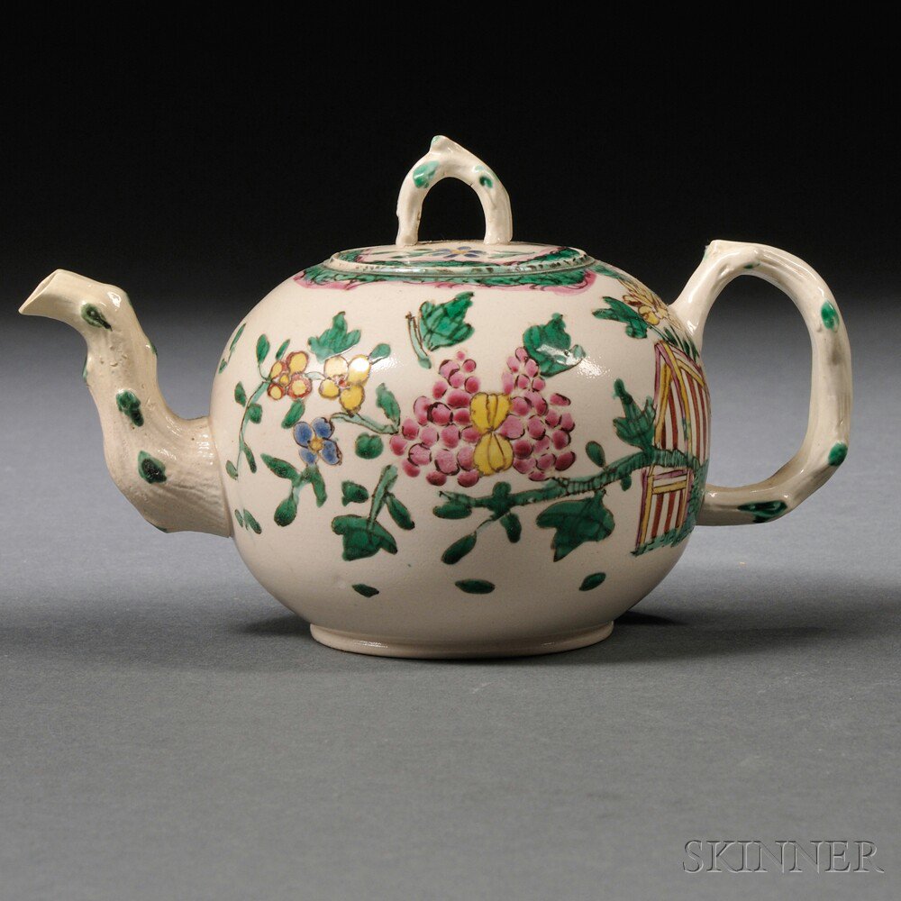 Appraisal: Staffordshire Salt-glazed Stoneware Teapot and Cover England c globular shape