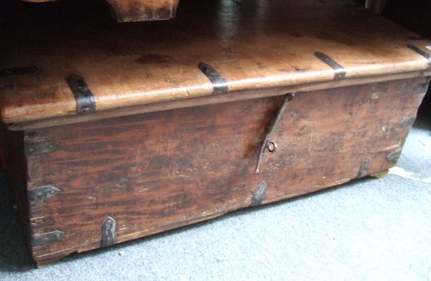 Appraisal: An th century and later continental iron bound trunk of